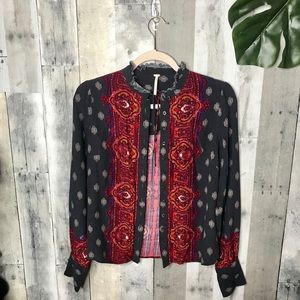 Free People Paisley Button Down Top A18